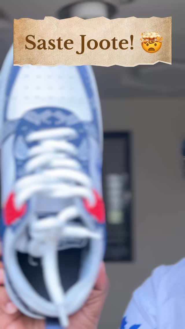 Close-up of a Copser sneaker with the caption Saste Joote